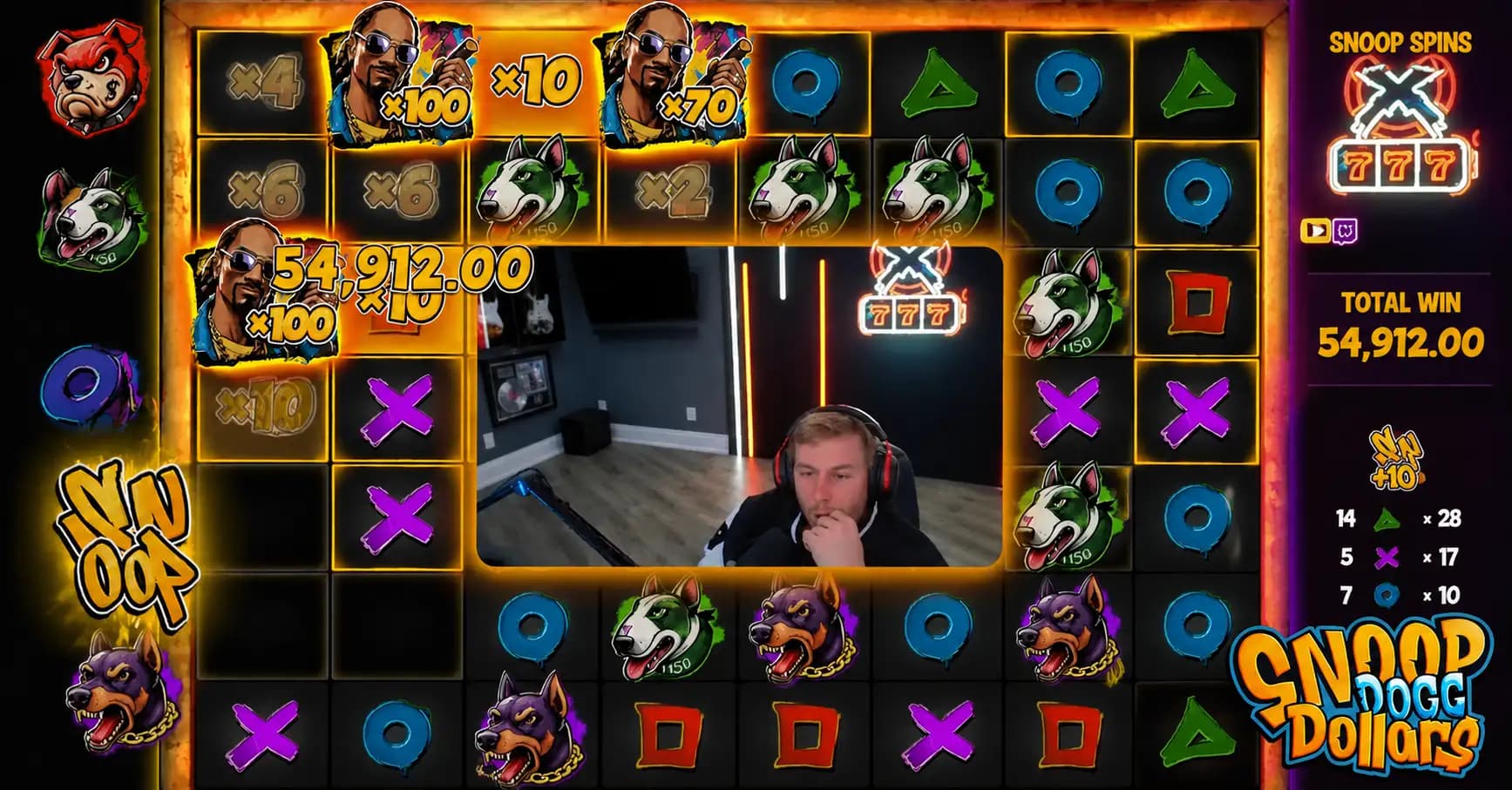 excited player winning online